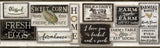 Farm to Table Black Wallpaper Border with Rustic Farmhouse Sign Motif - York LG1360BD