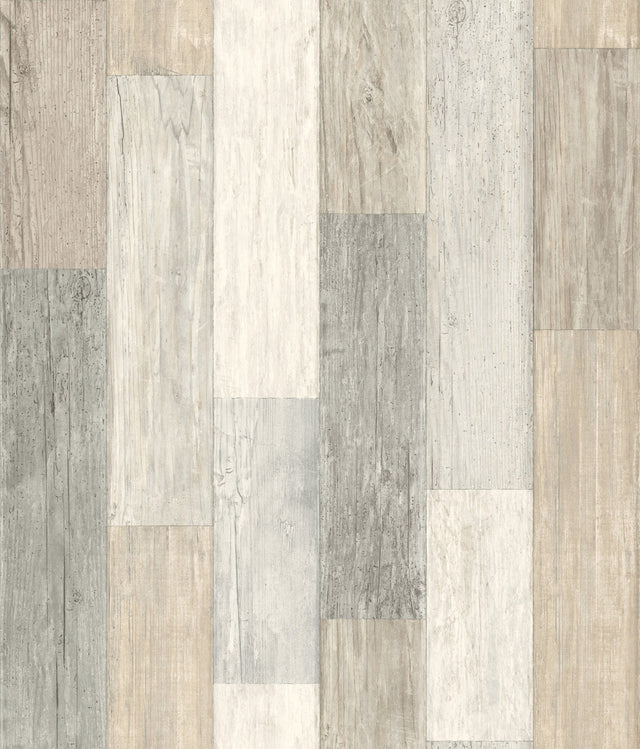 Pallet Board Grey Wallpaper with Rustic Wood Plank Pattern - York LG1400