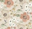 Evelyn Apricot Floral Wallpaper by Antonina Vella - LL3201
