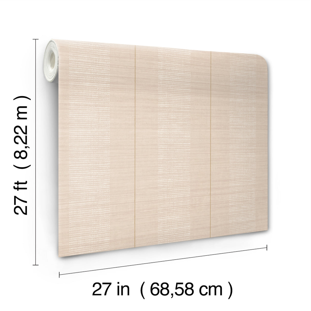 Colbert Stripe Blush by Antonina Vella Raised Ink Metallic Textured Non Woven Striped Traditional Wallpaper Layered Luxe - LL3208