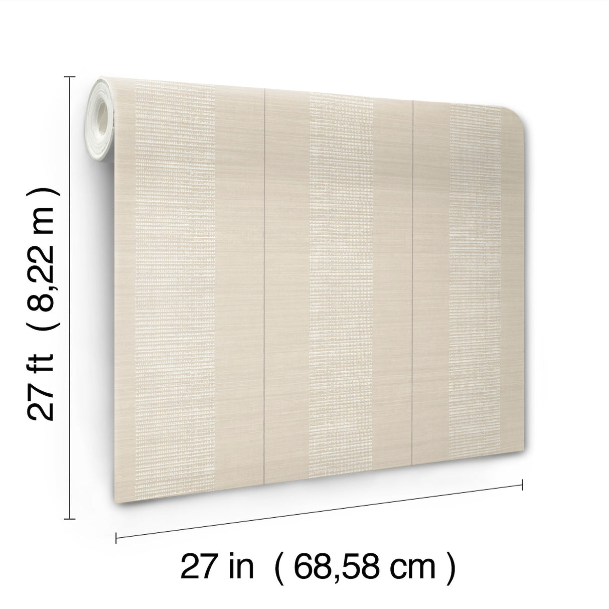 Colbert Stripe Taupe Textured Wallpaper by Antonina Vella Raised Ink Metallic Stripes Non Woven - LL3209