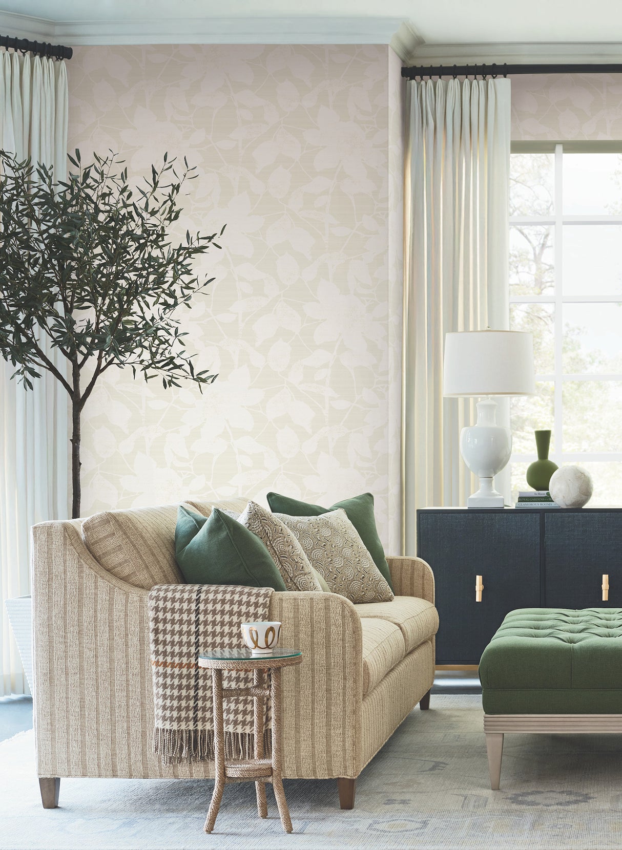Solange Dove by Antonina Vella Layered Luxe Botanical Floral Non Woven Unpasted Washable Strippable 27in x 27ft Wallpaper Roll - LL3212