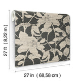 Solange Black by Antonina Vella Layered Luxe Bold Botanical Floral Non Woven Unpasted Wallpaper Roll 27in x 27ft - LL3213