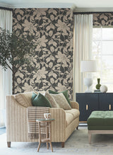 Solange Black by Antonina Vella Layered Luxe Bold Botanical Floral Non Woven Unpasted Wallpaper Roll 27in x 27ft - LL3213