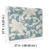 Solange Teal Botanical Wallpaper by Antonina Vella Non Woven Unpasted Straight Match Woodland Floral Sidewall from Layered Luxe Collection - LL3214