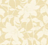 Solange Butter Botanical Wallpaper by Antonina Vella - LL3215 featuring cream woodland floral silhouettes on a pale yellow striated background
