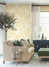 Solange Butter by Antonina Vella Traditional Botanical Woodland Floral Non Woven Unpasted Wallpaper from the Layered Luxe Collection - LL3215