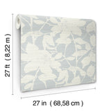 Solange Light Blue by Antonina Vella Large-Scale Botanical Floral Silhouette Non Woven Unpasted Wallpaper from the Layered Luxe Collection - LL3217