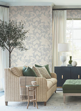 Solange Light Blue by Antonina Vella Large-Scale Botanical Floral Silhouette Non Woven Unpasted Wallpaper from the Layered Luxe Collection - LL3217