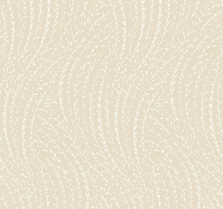 Willow Song Wheat Botanical Wallpaper by Antonina Vella - LL3219 showing white willow branch and leaf motifs on a warm golden brown background