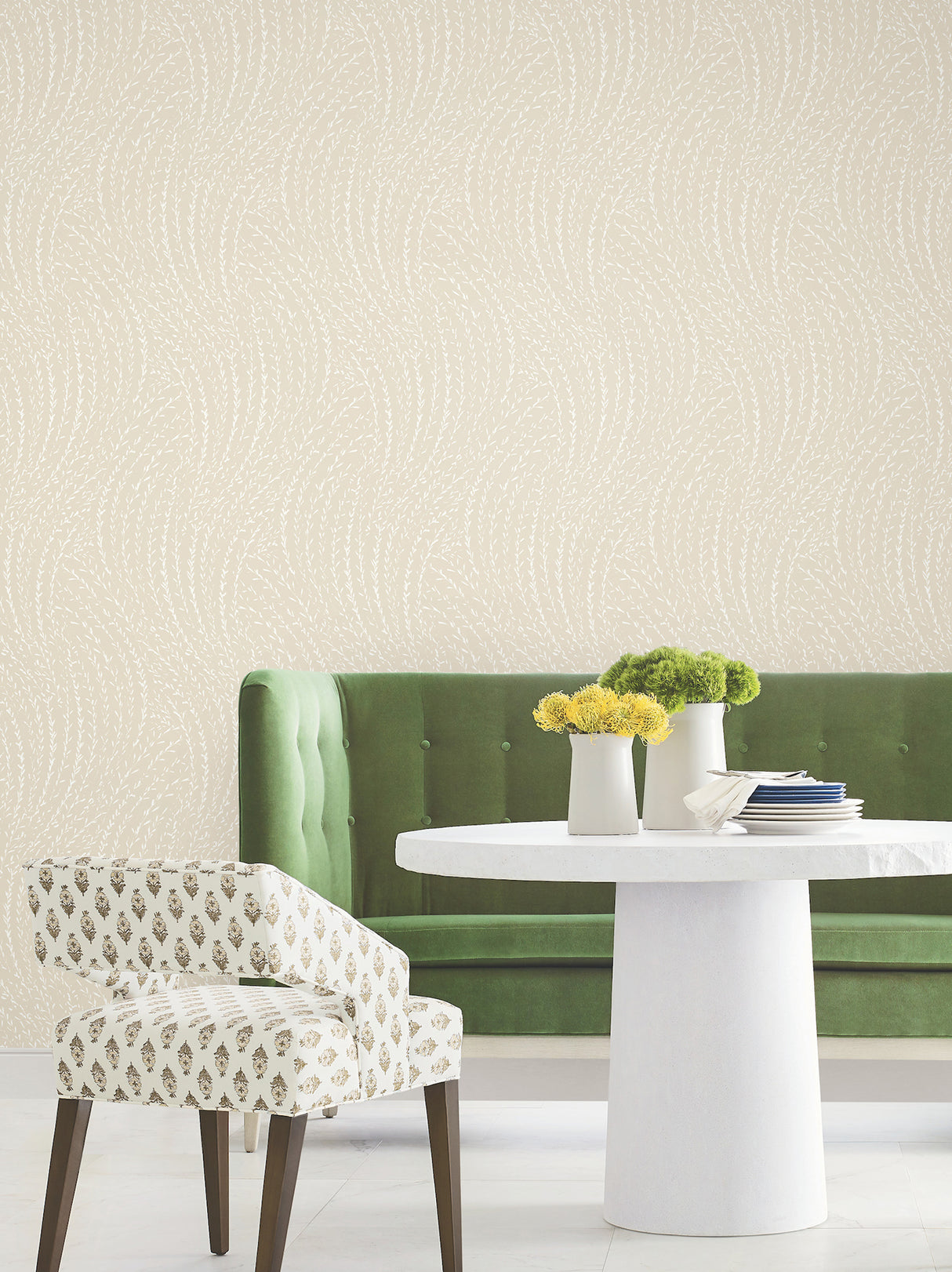 Willow Song Wheat Botanical by Antonina Vella Unpasted Non Woven Wallpaper 27in x 27ft - Antonina Vella LL3219