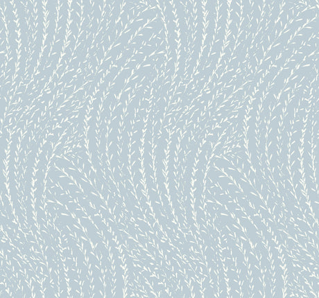 Willow Song Sky Blue Botanical Wallpaper by Antonina Vella - LL3223, featuring white willow branches on a soft sky blue non woven background