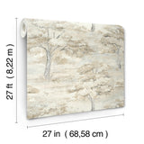 Moreno Neutral by Antonina Vella Scenic Woodland Trees Tapestry Botanical Traditional Non Woven Unpasted Wallpaper Roll 27in x 27ft - LL3227