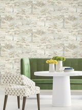 Moreno Neutral by Antonina Vella Scenic Woodland Trees Tapestry Botanical Traditional Non Woven Unpasted Wallpaper Roll 27in x 27ft - LL3227