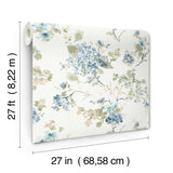 Veiled Garden Sky Blue Floral by Antonina Vella Botanical Unpasted Non Woven Wallpaper - Antonina Vella LL3229
