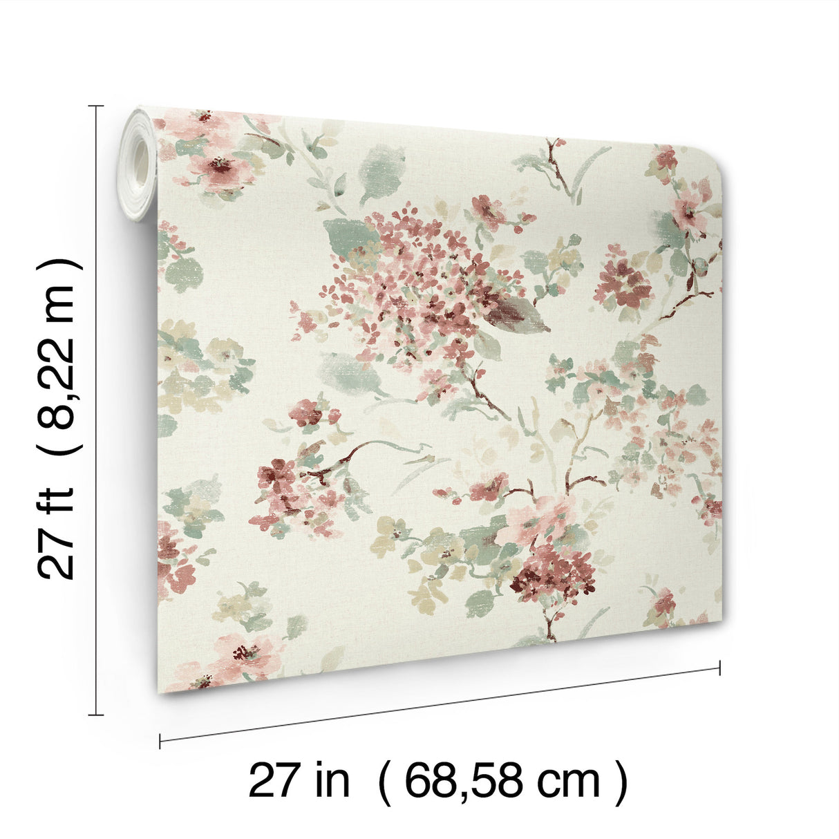 Veiled Garden Rose Floral by Antonina Vella Traditional Botanical Non Woven Unpasted Washable Strippable Wallpaper 27in x 27ft - LL3230