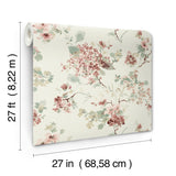 Veiled Garden Rose Floral by Antonina Vella Traditional Botanical Non Woven Unpasted Washable Strippable Wallpaper 27in x 27ft - LL3230