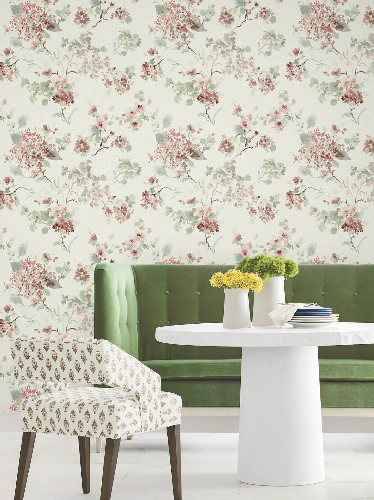 Veiled Garden Rose Floral by Antonina Vella Traditional Botanical Non Woven Unpasted Washable Strippable Wallpaper 27in x 27ft - LL3230