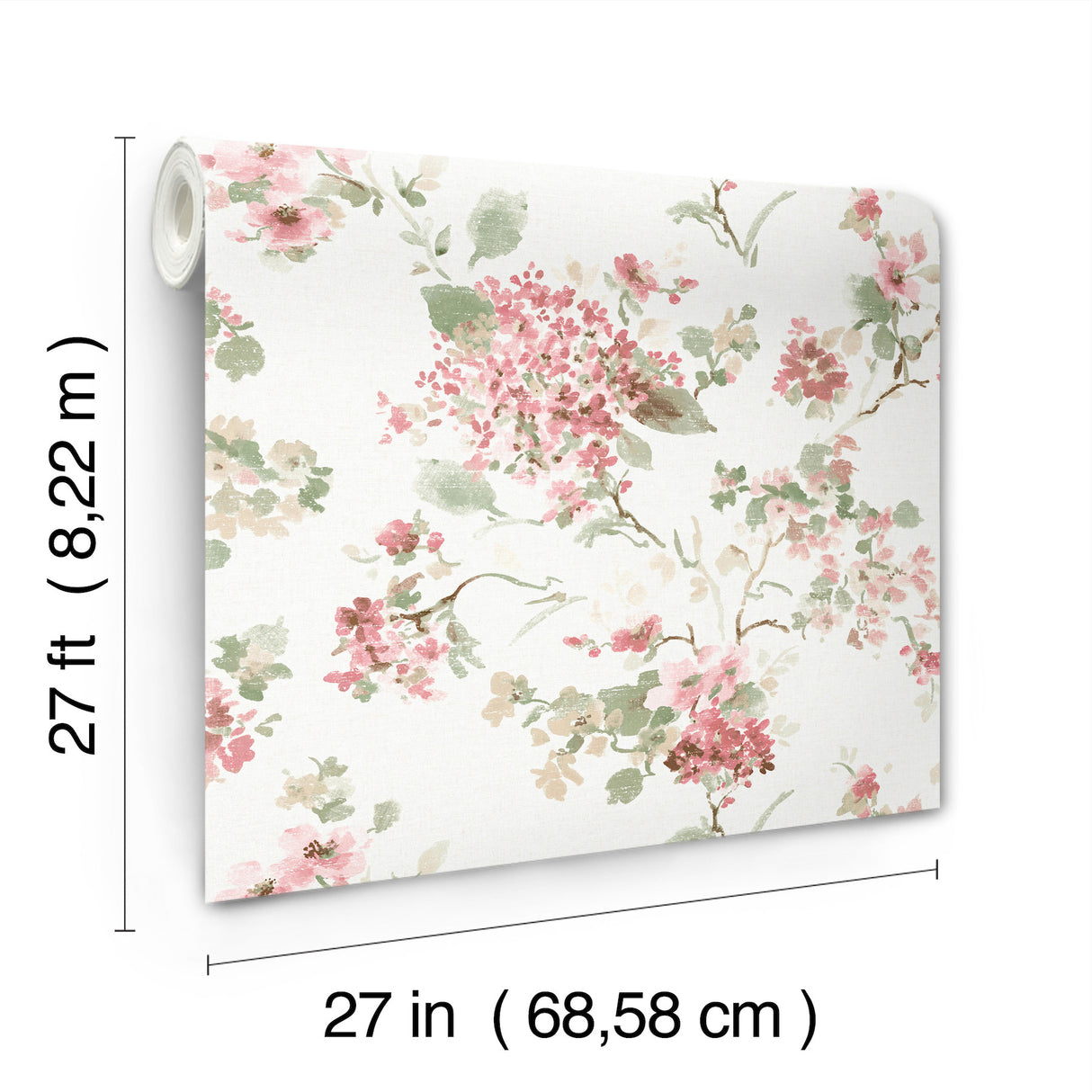 Veiled Garden Pink Floral by Antonina Vella Traditional Botanical Non Woven Unpasted Wallpaper Layered Luxe Collection - LL3231