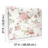 Veiled Garden Pink Floral by Antonina Vella Traditional Botanical Non Woven Unpasted Wallpaper Layered Luxe Collection - LL3231