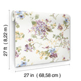 Veiled Garden Plum Floral Wallpaper by Antonina Vella, Traditional Botanical Flowers, Non Woven Unpasted, 27 in x 27 ft - LL3232