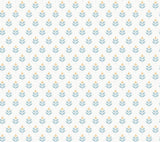 Serene Villa Teal Floral Stamp Wallpaper by Antonina Vella - LL3233