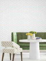 Serene Villa Teal Floral Stamp Wallpaper by Antonina Vella Layered Luxe Traditional Botanical Non Woven Sidewall - LL3233