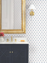 Serene Villa Red Floral Stamp by Antonina Vella Layered Luxe Traditional Botanical Non Woven Unpasted Washable Strippable Wallpaper - LL3235
