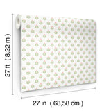 Serene Villa Pink and Spring Green by Antonina Vella Floral Stamp Traditional Botanical Non Woven Unpasted Wallpaper Roll - LL3236