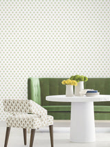 Serene Villa Pink and Spring Green by Antonina Vella Floral Stamp Traditional Botanical Non Woven Unpasted Wallpaper Roll - LL3236