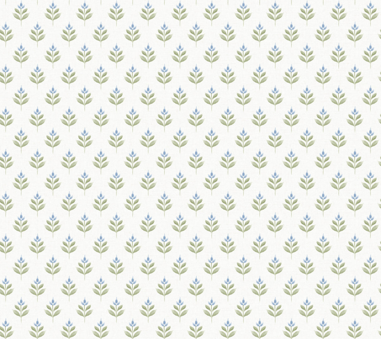 Serene Villa Moss Floral Stamp Wallpaper by Antonina Vella - LL3237