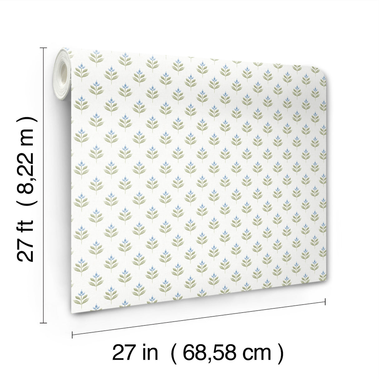 Serene Villa Moss by Antonina Vella Floral Stamp Traditional Botanical Unpasted Non Woven Sidewall Wallpaper - LL3237