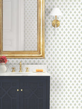Serene Villa Moss by Antonina Vella Floral Stamp Traditional Botanical Unpasted Non Woven Sidewall Wallpaper - LL3237
