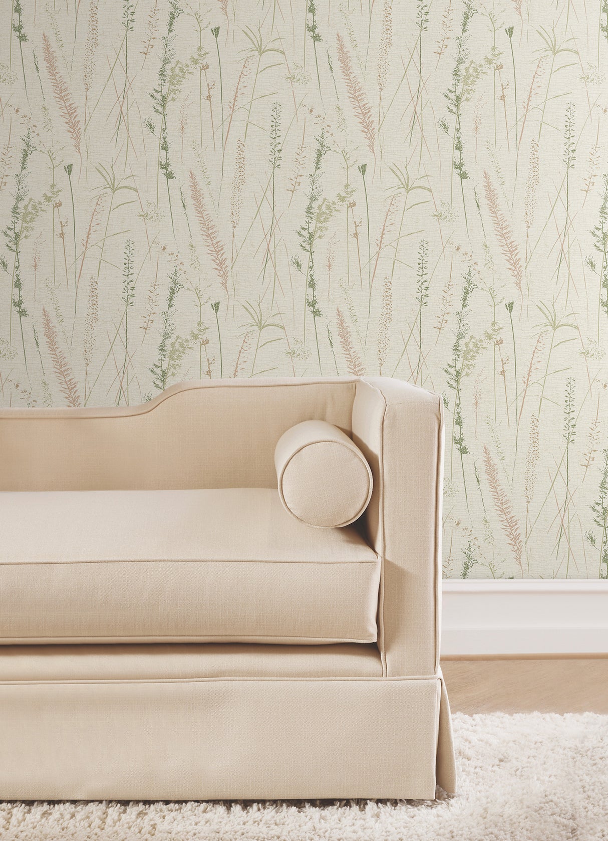 Meadow Splendor Salmon by Antonina Vella Botanical Prairie Grass Non Woven Unpasted Washable Strippable Wallpaper Layered Luxe - LL3238