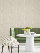 Meadow Splendor Neutral by Antonina Vella Botanical Prairie Grass Metallic Non Woven Unpasted Strippable Washable Wallpaper Layered Luxe - LL3239