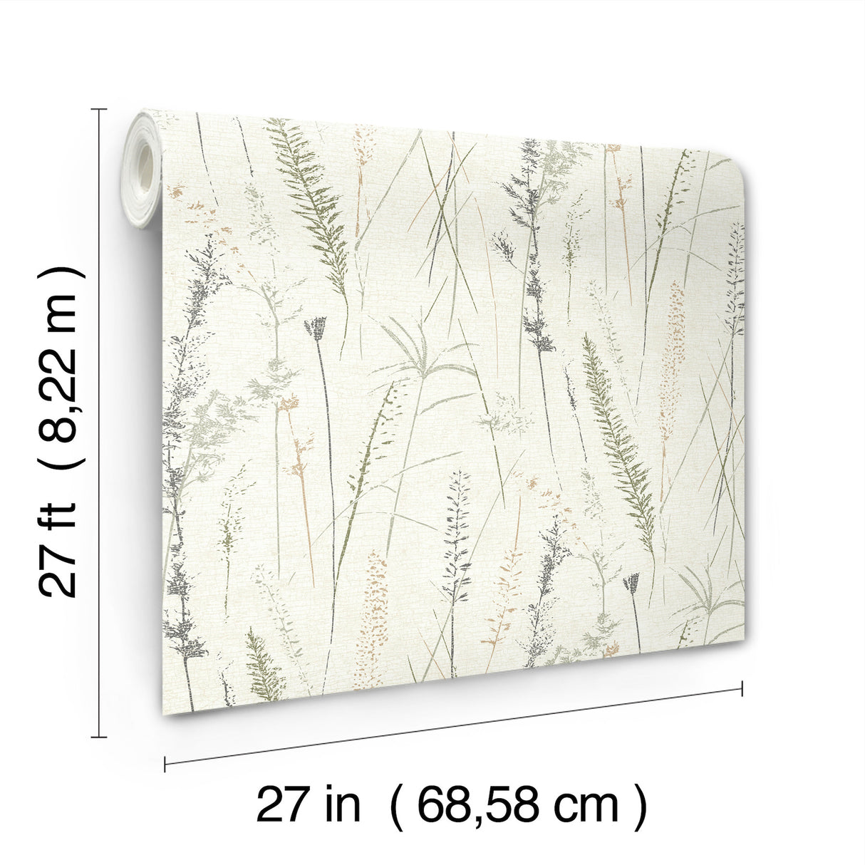 Meadow Splendor Charcoal by Antonina Vella Unpasted Non Woven Botanical Prairie Grass Wallpaper Roll 27 in x 27 ft - LL3240