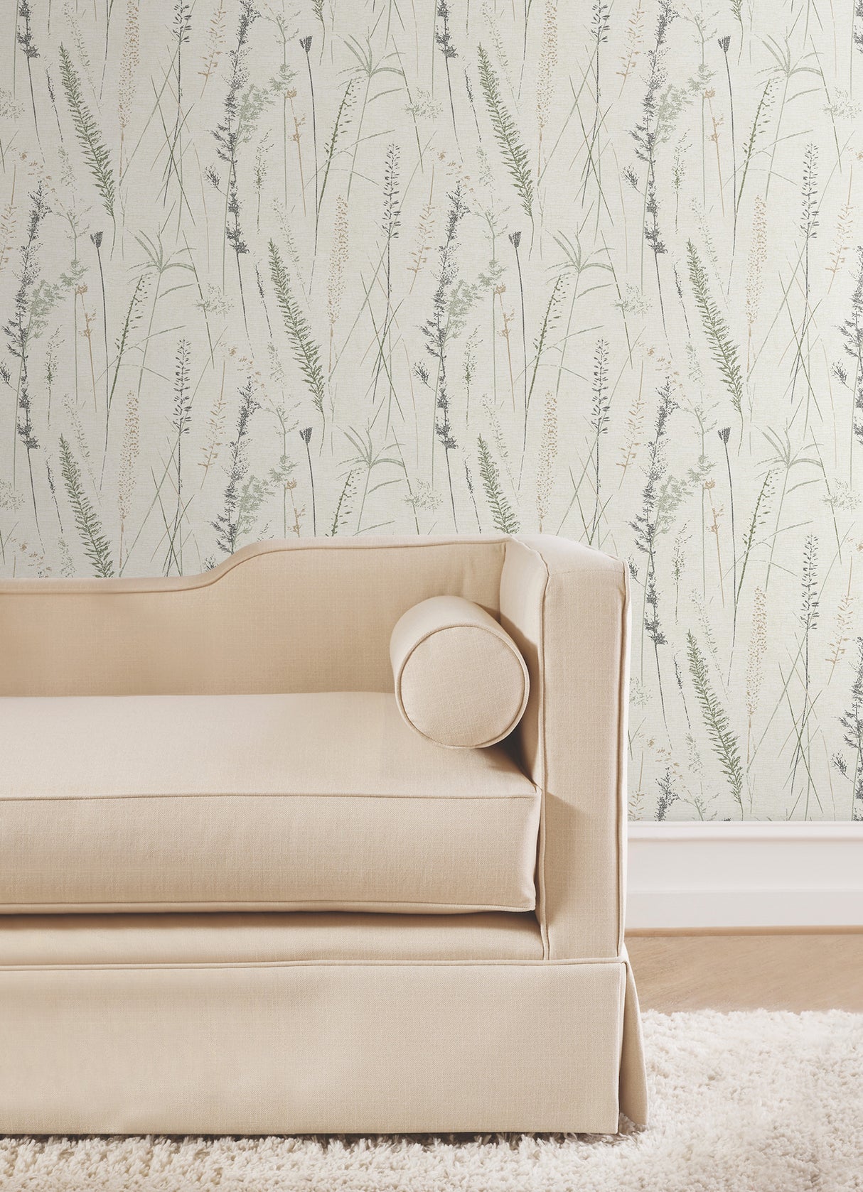 Meadow Splendor Charcoal by Antonina Vella Unpasted Non Woven Botanical Prairie Grass Wallpaper Roll 27 in x 27 ft - LL3240
