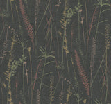 Meadow Splendor Black Botanical Prairie Grass Wallpaper by Antonina Vella - LL3241