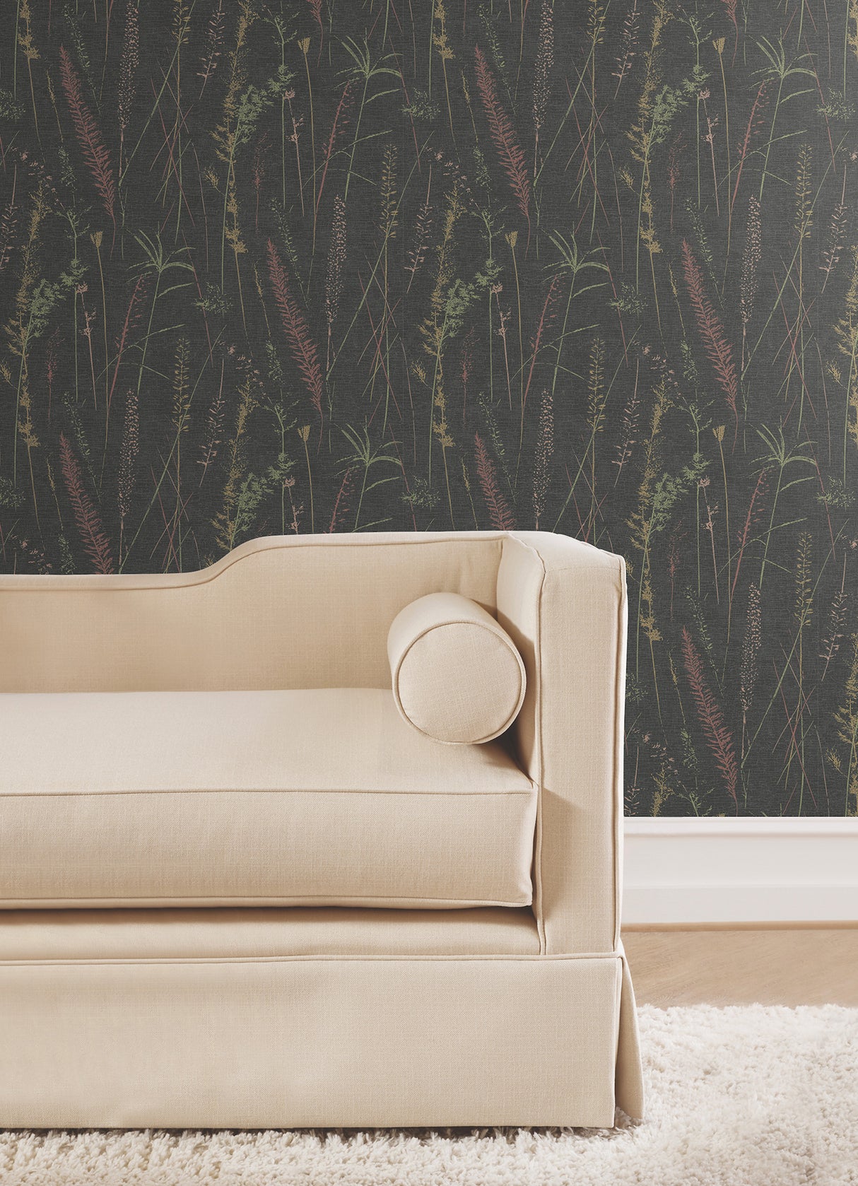 Meadow Splendor Black by Antonina Vella Layered Luxe Country Botanical Prairie Grass Unpasted Non Woven Wallpaper Roll - LL3241