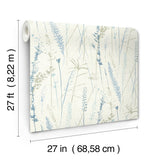 Meadow Splendor Blue by Antonina Vella Botanical Prairie Grass Washable Strippable Non Woven Unpasted Wallpaper - Layered Luxe LL3242