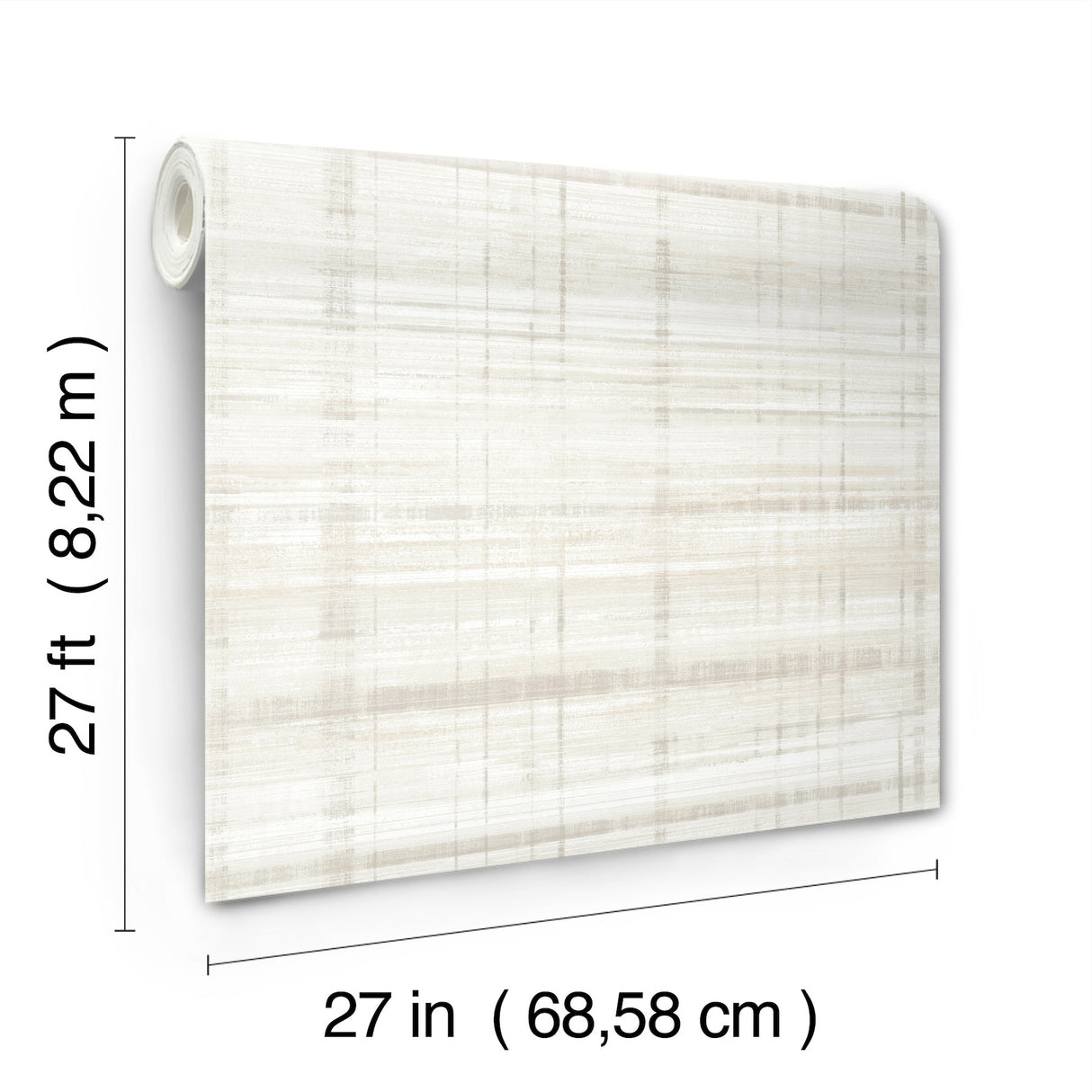 Vanishing Point Dove Striated Texture Wallpaper by Antonina Vella - Non Woven Unpasted Abstract Roll 27 in x 27 ft - Layered Luxe LL3243