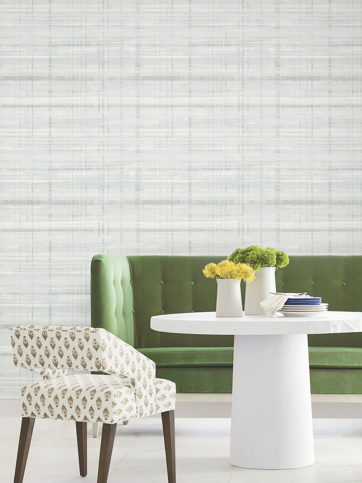 Vanishing Point Seafoam by Antonina Vella Striated Abstract Non Woven Unpasted Residential Wallpaper from Layered Luxe Collection - LL3244