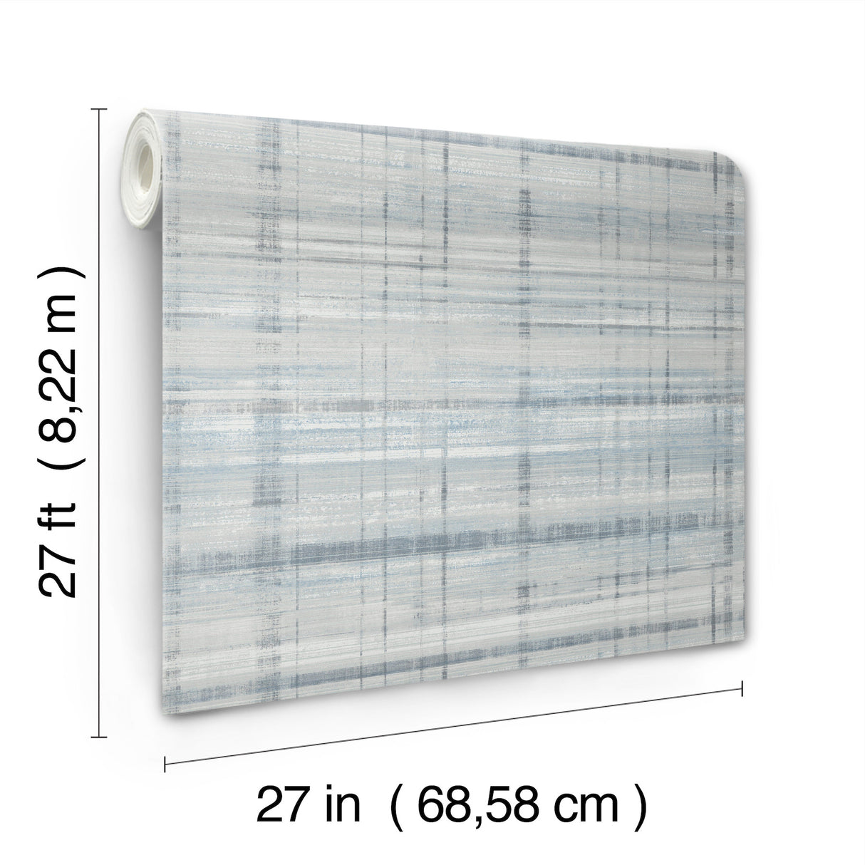 Vanishing Point Blue Striated Wallpaper by Antonina Vella, Abstract Texture, Raised Ink, Non Woven Unpasted, 27 in Wide x 27 ft Long - LL3245