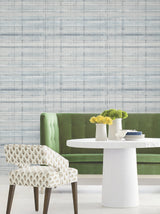 Vanishing Point Blue Striated Wallpaper by Antonina Vella, Abstract Texture, Raised Ink, Non Woven Unpasted, 27 in Wide x 27 ft Long - LL3245