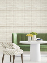 Antonina Vella Vanishing Point Neutral Striated Raised Ink Textured Wallpaper in Beige Taupe and White Layered Luxe Collection - LL3247
