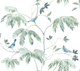 Cillian Blue Botanical Bird Trail Wallpaper by Antonina Vella - LL3249