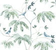 Cillian Blue Botanical Bird Trail Wallpaper by Antonina Vella - LL3249