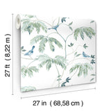 Cillian Blue by Antonina Vella Botanical Bird Trail Unpasted Non Woven Traditional Wallpaper from the Layered Luxe Collection - LL3249