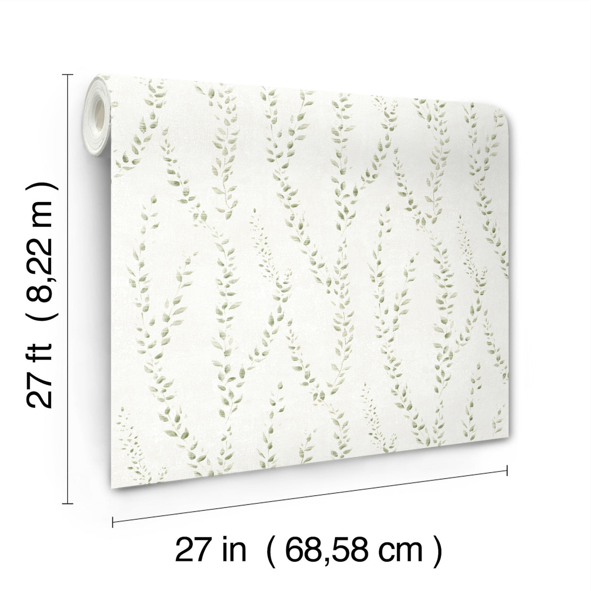 Alpenrose Moss Vine Wallpaper by Antonina Vella Traditional Botanical Non Woven Unpasted Sidewall from Layered Luxe Collection - LL3252