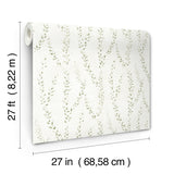 Alpenrose Moss Vine Wallpaper by Antonina Vella Traditional Botanical Non Woven Unpasted Sidewall from Layered Luxe Collection - LL3252